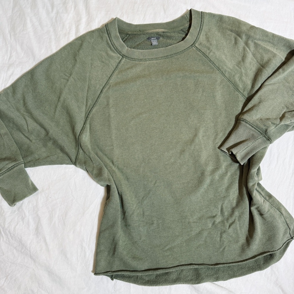Aerie Medium Green Oversized Crewneck Sweatshirt
